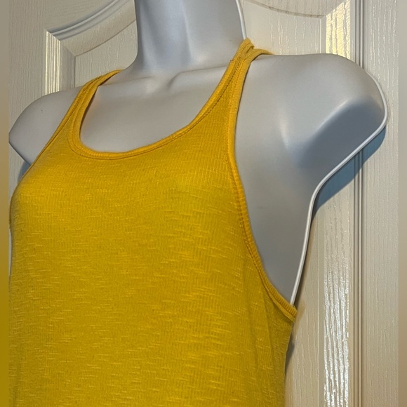 Free People Yellow Racerback Ribbed Tank Top - Size Small βοΈπ - Picture 2 of 4